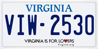 VA license plate VIW2530