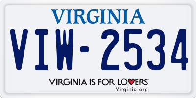 VA license plate VIW2534