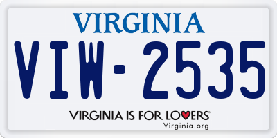 VA license plate VIW2535