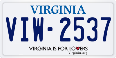 VA license plate VIW2537