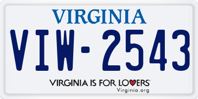 VA license plate VIW2543