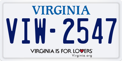 VA license plate VIW2547