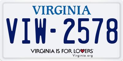 VA license plate VIW2578