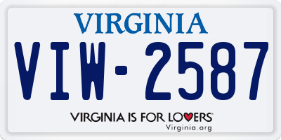 VA license plate VIW2587