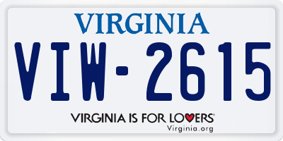 VA license plate VIW2615