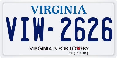 VA license plate VIW2626
