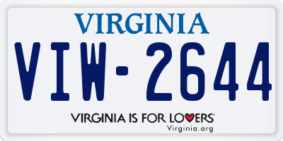 VA license plate VIW2644