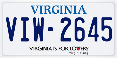VA license plate VIW2645