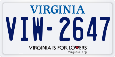 VA license plate VIW2647