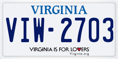 VA license plate VIW2703