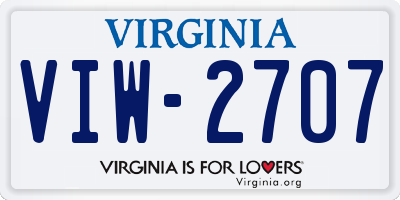 VA license plate VIW2707