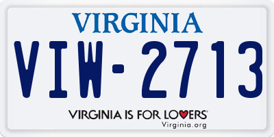 VA license plate VIW2713