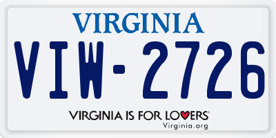 VA license plate VIW2726