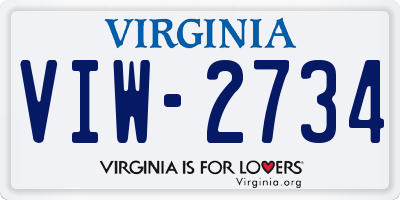 VA license plate VIW2734