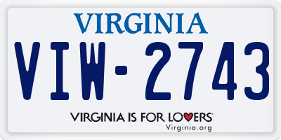 VA license plate VIW2743