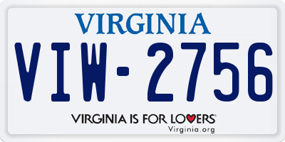 VA license plate VIW2756