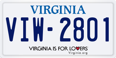 VA license plate VIW2801