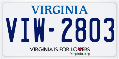 VA license plate VIW2803