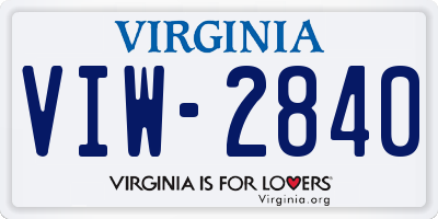 VA license plate VIW2840