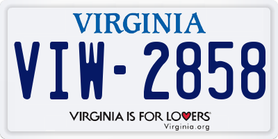VA license plate VIW2858