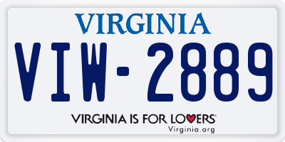 VA license plate VIW2889