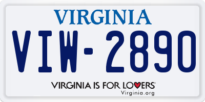VA license plate VIW2890