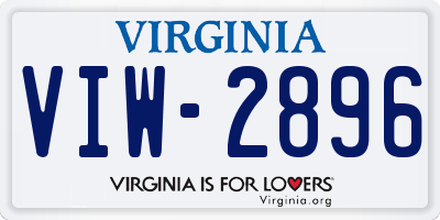 VA license plate VIW2896