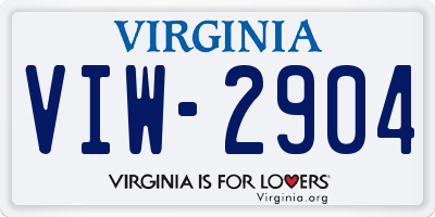 VA license plate VIW2904