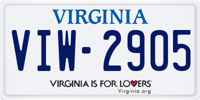VA license plate VIW2905