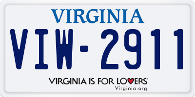 VA license plate VIW2911