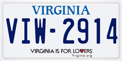 VA license plate VIW2914