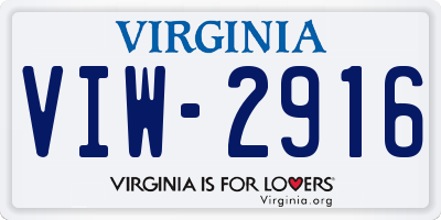 VA license plate VIW2916