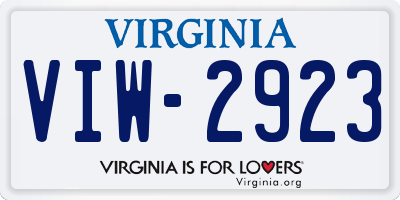 VA license plate VIW2923