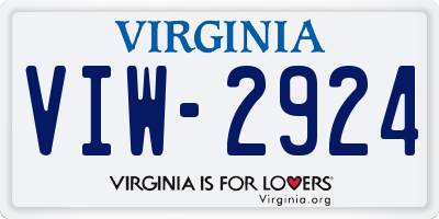 VA license plate VIW2924