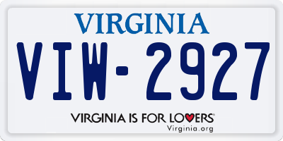 VA license plate VIW2927