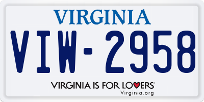 VA license plate VIW2958