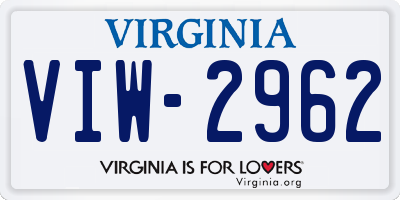 VA license plate VIW2962
