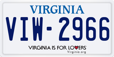 VA license plate VIW2966
