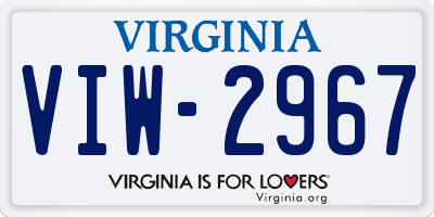 VA license plate VIW2967