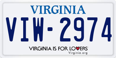 VA license plate VIW2974