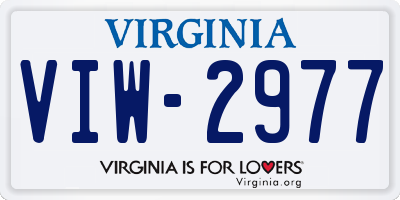 VA license plate VIW2977