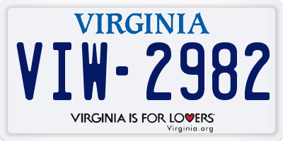 VA license plate VIW2982