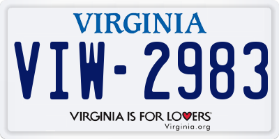 VA license plate VIW2983