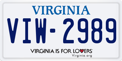 VA license plate VIW2989