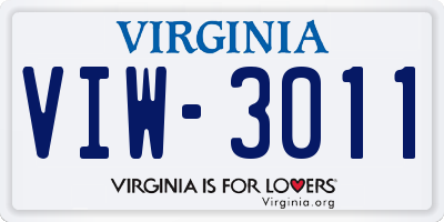 VA license plate VIW3011