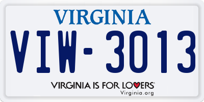 VA license plate VIW3013