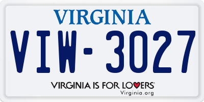 VA license plate VIW3027