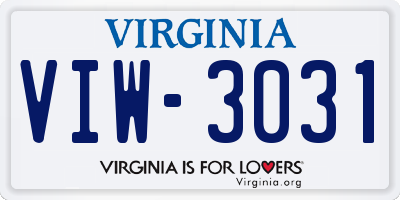 VA license plate VIW3031