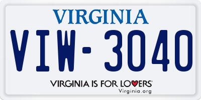VA license plate VIW3040