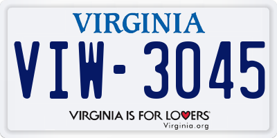 VA license plate VIW3045